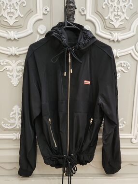 P.E Nation Black Hooded Windbreaker with Gold Zippers Size S